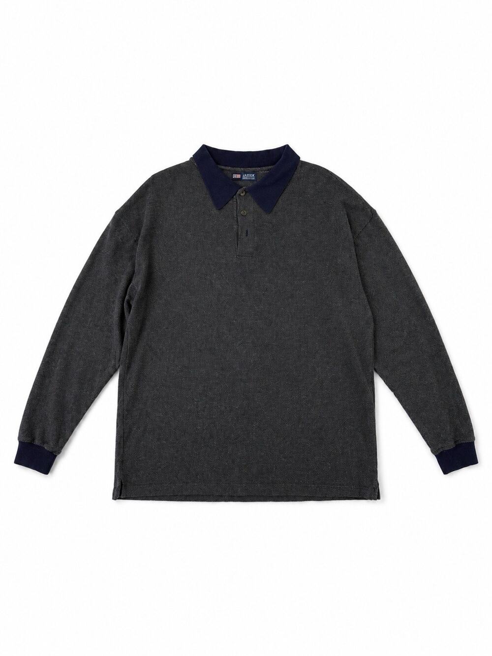 Arrow America’s Sport Men’s Large Gray Herringbone Long Sleeve Polo Shirt Navy
